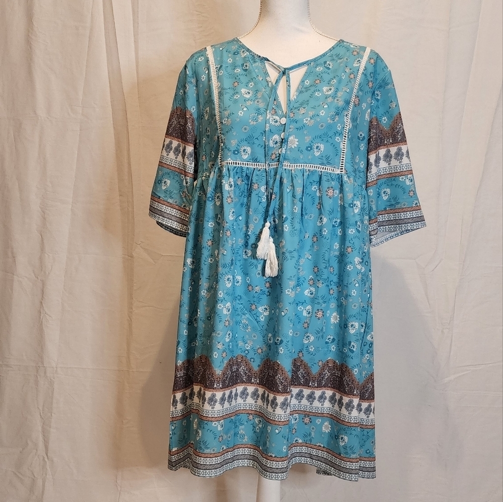 Boheltz Women's V-neck Boho Dress - Picture 4 of 12